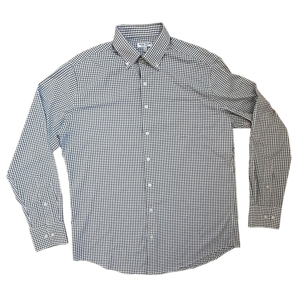 PeterMillar|LS Summer Comfort Button Up|Black/White Plaid|SZ‎ L